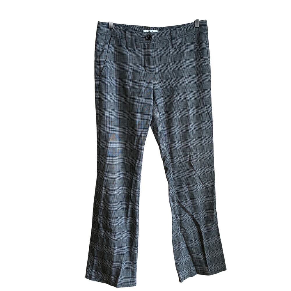 cAbi gray plaid longline straight leg trousers women's size 6 capsule wardrobe